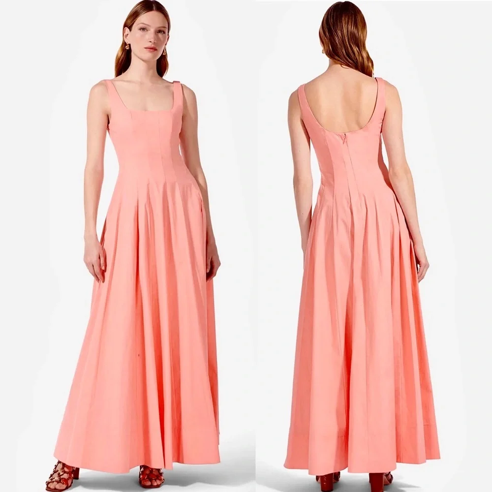NWT Staud Wells Maxi Dress Grapefruit - Picture 3 of 16